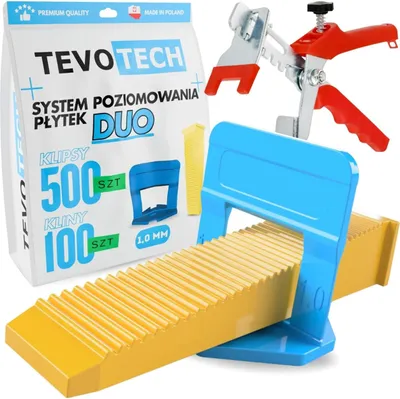 Immagine prodotto di TevoTech DUO Set sistema di livellamento piastrelle Clip + cunei + pinza 1,0 mm