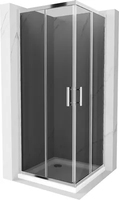 Zdjęcie produktu dla Mexen Rio kabina prysznicowa kwadratowa 80 x 80 cm, grafit, chrom + brodzik Flat, biały - 860-080-080-01-40-4010