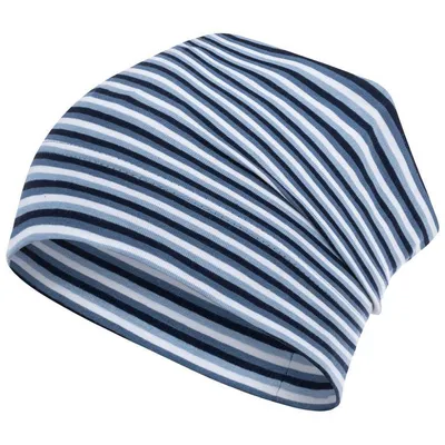 Produktbild von Mütze gestreift Übergangsmütze Beanie Junge Mädchen Stoffmütze, Gr. 46-48, Dunkelblau-Blau
