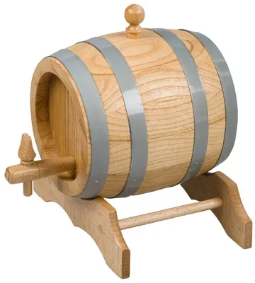 Produktbild von Kleines Eichenfass, 5 Liter, Weinfass, Schnapsfass, Holzfass, inkl, Stopfen, Hahn und Bock aus Holz 27,5 cm