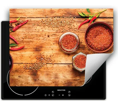 Produktbild von DarHaus Herdabdeckplatte 70x52 cm Anti Rutsch Matte Aufrollbar, Holz -  Chilli