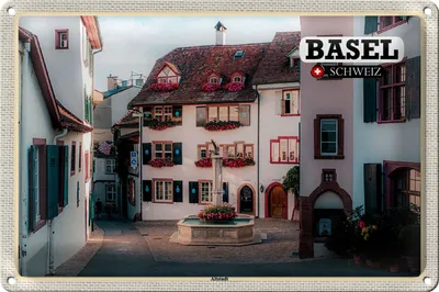 Produktbild von Blechschild Reise Basel Schweiz Altstadt 40x30cm