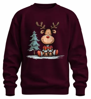 Immagine prodotto di Renna divertente con naso rosso Albero di Natale Regalo Inverno Felpa Unisex Pullover, Borgogna, 3XL
