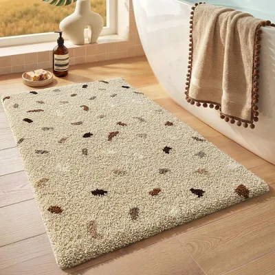 Image de Tapis de bain ultra-doux avec dos en caoutchouc, couleur beige