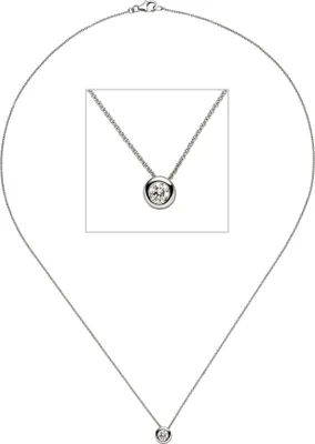 Produktbild von JOBO Collier Kette mit Anhänger 585 Gold Weißgold 1 Diamant Brillant 45 cm