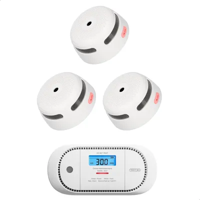 Produktbild von X-Sense Brandschutz-Set – 3 Rauchmelder und 1 Kohlenmonoxidmelder – 10 Jahre Batterie – 10 Jahre Sensor – Brand- und CO-Melder