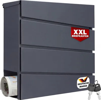 Produktbild von MONZANA® XXL Briefkasten Postkasten mit Zeitungsfach abschließbar 2 Schlüssel Montagematerial Stahl modern einfache Montage Zeitungsrolle Wandbriefkasten Anthrazit