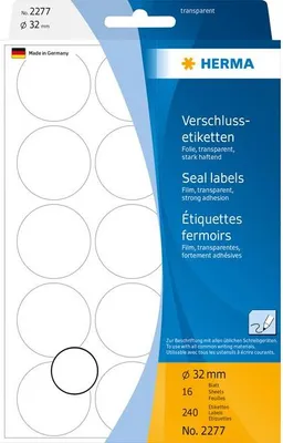 Produktbild von HERMA - Etikett 2277 rund 32mm transparent 240 Stück