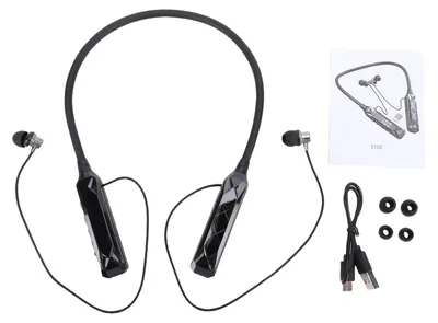 Produktbild von Nackenbügel-Ohrhörer, Bluetooth 5.3, Echtzeit-Batterieanzeige, kabellose Ohrhörer mit kleinem Speicherkartensteckplatz für Sport, Schwarz