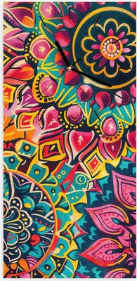 Produktbild von Wanduhr aus Glas mit Motiv Mandala Design- 30 x 60 cm - inkl. Aufhängesystem