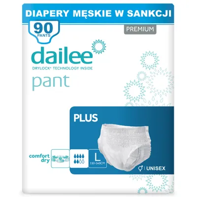 Zdjęcie produktu dla Dailee Pants Plus L - 90x pieluchomajtki dla dorosłych - majtki chłonne dla kobiet i mężczyzn - 6 kropli, rozmiar duży