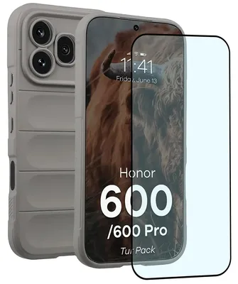 Produktbild von Robuste Handyhülle + gehärtetem Glas für Honor 600 5G / 600 Pro 5G, Bizon Tur Pack, Hellgrau