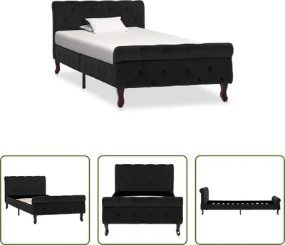 Produktbild von The Living Store Bettgestell Schwarz Samt 90 x 200 cm