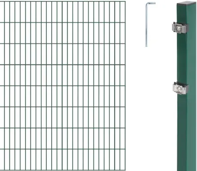 Produktbild von Alberts Doppelstabmattenzaun, Höhe 200 cm, Länge 26 m, Zaun-Komplettset zum Einbetonieren, grün