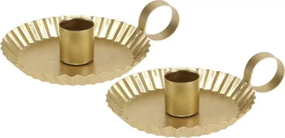 Produktbild von Kerzenständer Metall Vintage Gold Dekoration Ø9,5cm 4er Set für Stabkerzen, 4 Stück