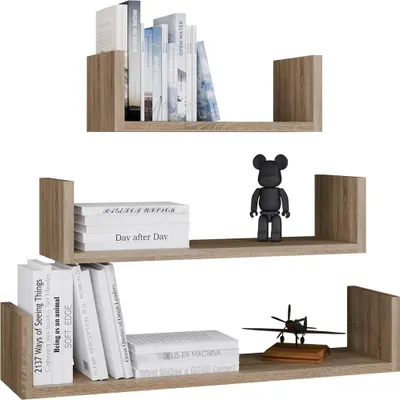 Produktbild von Topeshop MOBI 3P SONOMA, Schweberegal, Wandverteiler, Partikelbord, Eiche, Universal, 3 kg