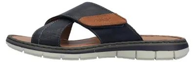 Produktbild von Rieker Herren Pantolette mit Kreuzbandage aus beschichtetem Leder 25151, Größe:43 EU, Farbe:Blau