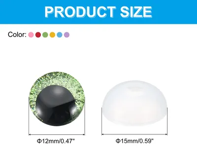 Produktbild von 12mm Flash Sicherheitsaugen, 66er Set Puppenaugen mit Unterlegscheiben Weiche Kn?pfe Realistische Bunte H?keln Sicherheitsaugen fš¹r Dekoration H?keln Puppen Handwerk, 6 Farben