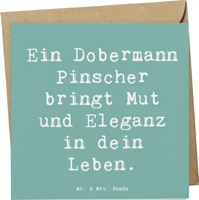 Produktbild von Mr. & Mrs. Panda Glückwunschkarte Spruch Dobermann Pinscher - Meeresbrise - Geschenk, Hunderassen Beschreibung, Loyalität, faltkarte, Mut, Intelligenz, anlasskarte