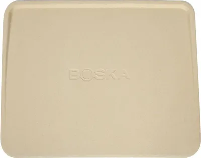 A top-down view of a rectangular pizza stone.