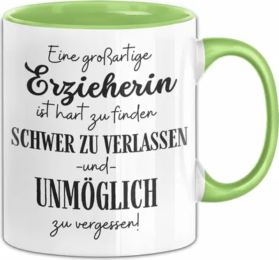 Produktbild von Erzieherin Abschied Geschenk Tasse Abschiedsgeschenk für Erzieherin Hart Zu Finden Schwer Zu Verlassen (Grün)