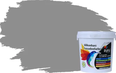 Produktbild von RyFo Colors Silikonharz Fassadenfarbe Lotuseffekt Trend Arktisgrau 1l - bunte Fassadenfarbe, weitere Grau Farbtöne und Größen erhältlich, Deckkraft Klasse 1