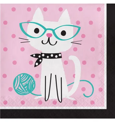 Productafbeelding van Servetten, "Purr-fect party", 33 cm, 16 stuks.