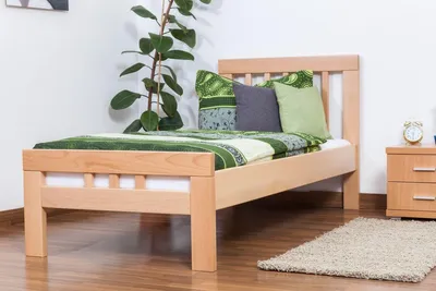 Produktbild von Einzelbett "Easy Premium Line" K8, Buche Vollholz massiv natur - Maße: 90 x 190 cm