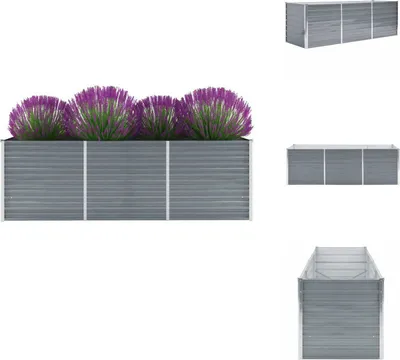 Obrázok produktu pre vidaXL Zvýšený záhradný záhon z pozinkovanej ocele 240x80x77 cm Sivá - Kvetináče a sadenice