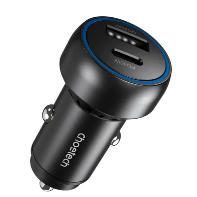 Produktbild von Choetech 60W 2xUSB-C+USB-A Autoladegerät (schwarz)