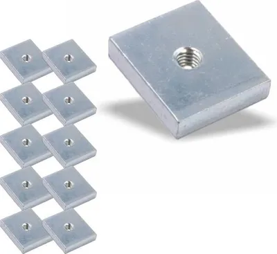 Produktbild von 10x Nutenstein | Gewindeplatte 19x16x4 mm M4 Gewinde mittig | Stahl galvanisch verzinkt