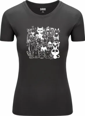 Produktbild von Diarbo Damen T-Shirt mit Tierliebhaber Druck Lustige Katze Dunkelgrau Gr.XXL