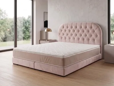 Produktbild von Polsterbett  LEON 4 mit Kopfteil, modernes gepolstertes Bett in 200 x 200 cm Farbe: Beige