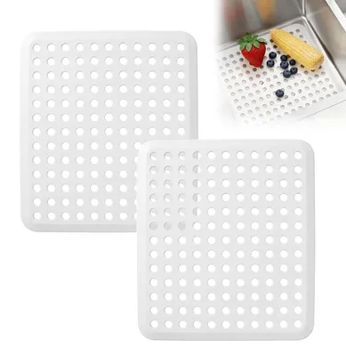 Spülbeckenmatten 2er-Set, 32,4 x 28,4 cm, Antirutsch, weiß
