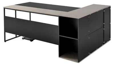 Obrázok produktu pre Kancelárska zostava tvaru L – riaditeľský stôl s zásuvkami – nosnosť 158,7 kg