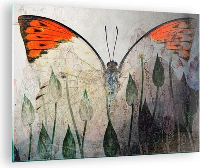 Produktbild von Bilder auf glas - Schmetterling Abstraktion - 70x50cm - Glasbilder - Wandbilder - Kunstdruck - zum Aufhängen bereit - Wanddekoration aus Glas - Glas Bilder - Wandbild auf Glas - GAA70x50-4081