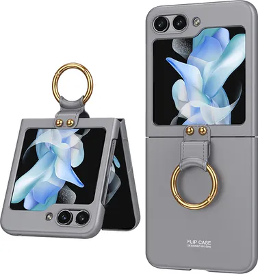 Produktbild von Hülle für Samsung Galaxy Z Flip 5 Schlank Hart PC Matt Schutzhülle mit Ringhalter Grau