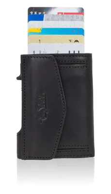 Produktbild von Geldbörse Börse Smart Wallet Leder Herren klein Furbo Tony Perotti Kreditkartenetui RFID Cardholder VF-CC-3700-ZW Schwarz + bagboom Schlüsselbörse