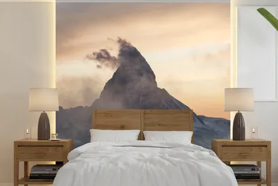 Produktbild von MuchoWow® Fototapete für Wohnzimmer oder Schlafzimmer Wandtapete Vinyl Motivtapete Nebliges Matterhorn bei Zermatt in der Schweiz. - 220x220 cm - Tapeten