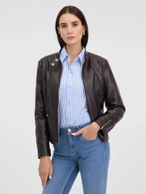 Produktbild von Orsay Dunkelbraune Damen-Kunstlederjacke 34