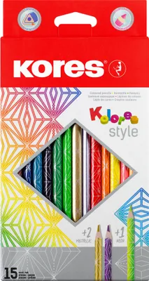 Produktbild von Kores Dreikant-Buntstifte "Kolores Style" 15er Kartonetui