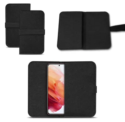 Produktbild von Schutzhülle Samsung Galaxy S21 5G Handy Tasche Schutz Sleeve Filz Universal CaseFarbe:Schwarz
