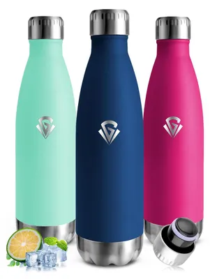 Produktbild von Mujigaga Trinkflasche Edelstahl, Thermosflasche 500ml, Auslaufsichere Trinkflasc