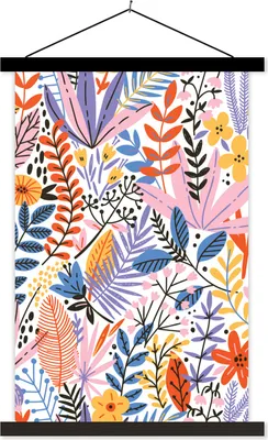 Produktbild von MuchoWow® Textilposter Sommer - Pflanzen - Blätter - Muster 40x60 cm mit schwarzem Rahmen - Wanddekorationen