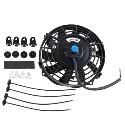 Produktbild von Autolüfter, 2-teiliger elektrischer Kühlerlüfter, 80-W-Universal-Kühlerlüfter für Autos, 12 V, 7 Zoll, universell für PKW und LKW