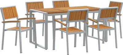 Zdjęcie produktu dla Zestaw do jadalni w ogrodzie 7 pcs Szary Lite Drewno Akacji