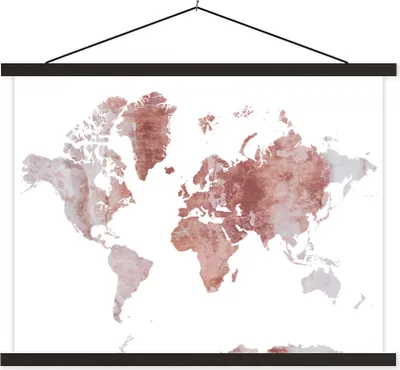 Produktbild von MuchoWow® Textilposter Weltkarte - Rosa - Marmor 40x30 cm mit schwarzem Rahmen - Dekorationen