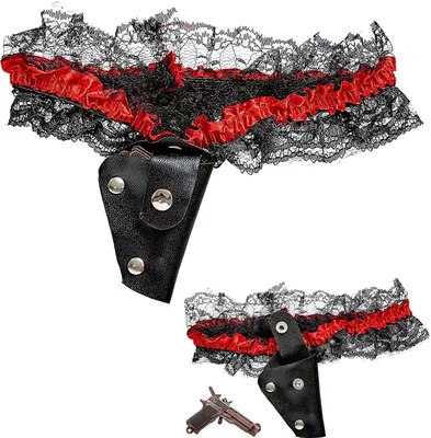 Produktbild von Strumpfband mit Pistole Gangster Cowgirl Kostümzubehör Waffe