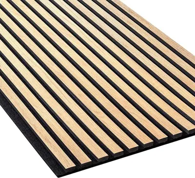 Produktbild von Akustikpaneele Wand Holzoptik - 3D Lamellenwand Akustikpanel unter Holz, 240 x 56,5 cm, Wandverkleidung schallabsorbierend, modernes skandinavisches Design, Eiche hell