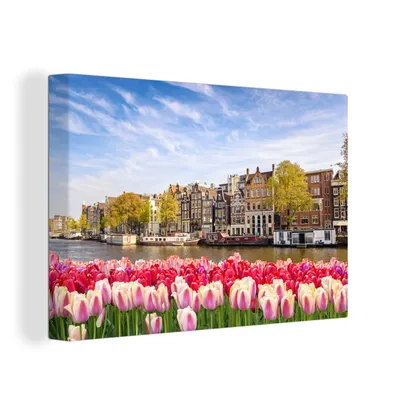 Obrázek produktu pro OneMillionCanvasses® Malba na plátně Nástěnná malba na plátně - Panorama - kanály - Amsterdam - 150x100cm